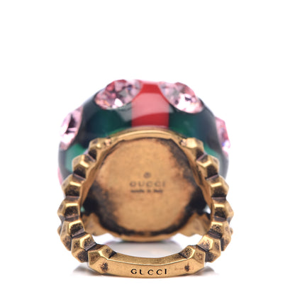 Gucci Crystal Resin Sylvie Vintage Web Ring L Green Red 4 of 5