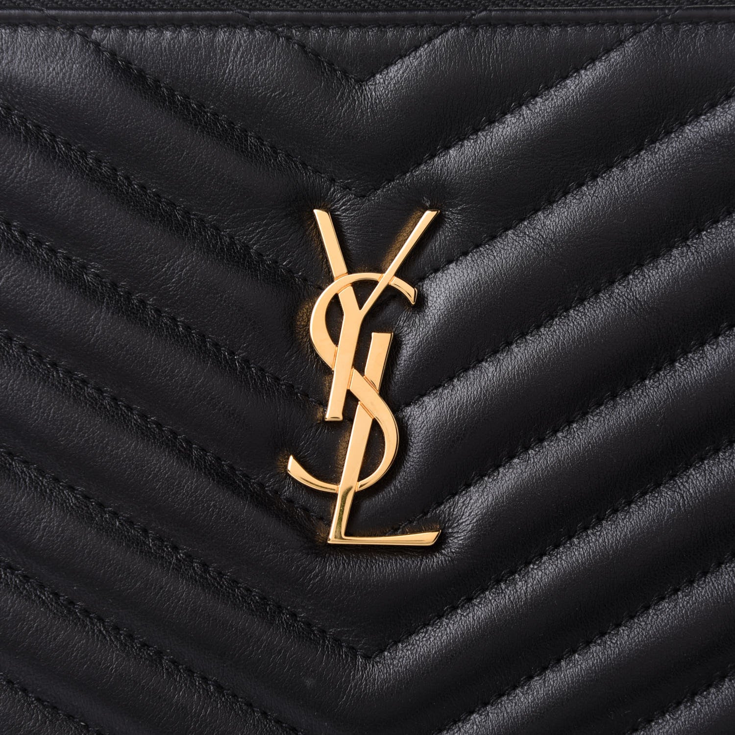 Saint Laurent Calfskin Matelasse Chevron Monogram Document Holder Black 8 of 8
