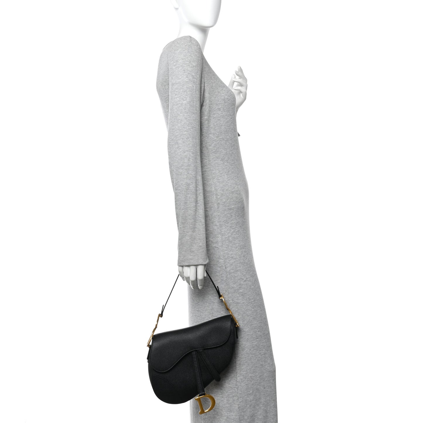 Grained Calfskin Saddle Bag Black