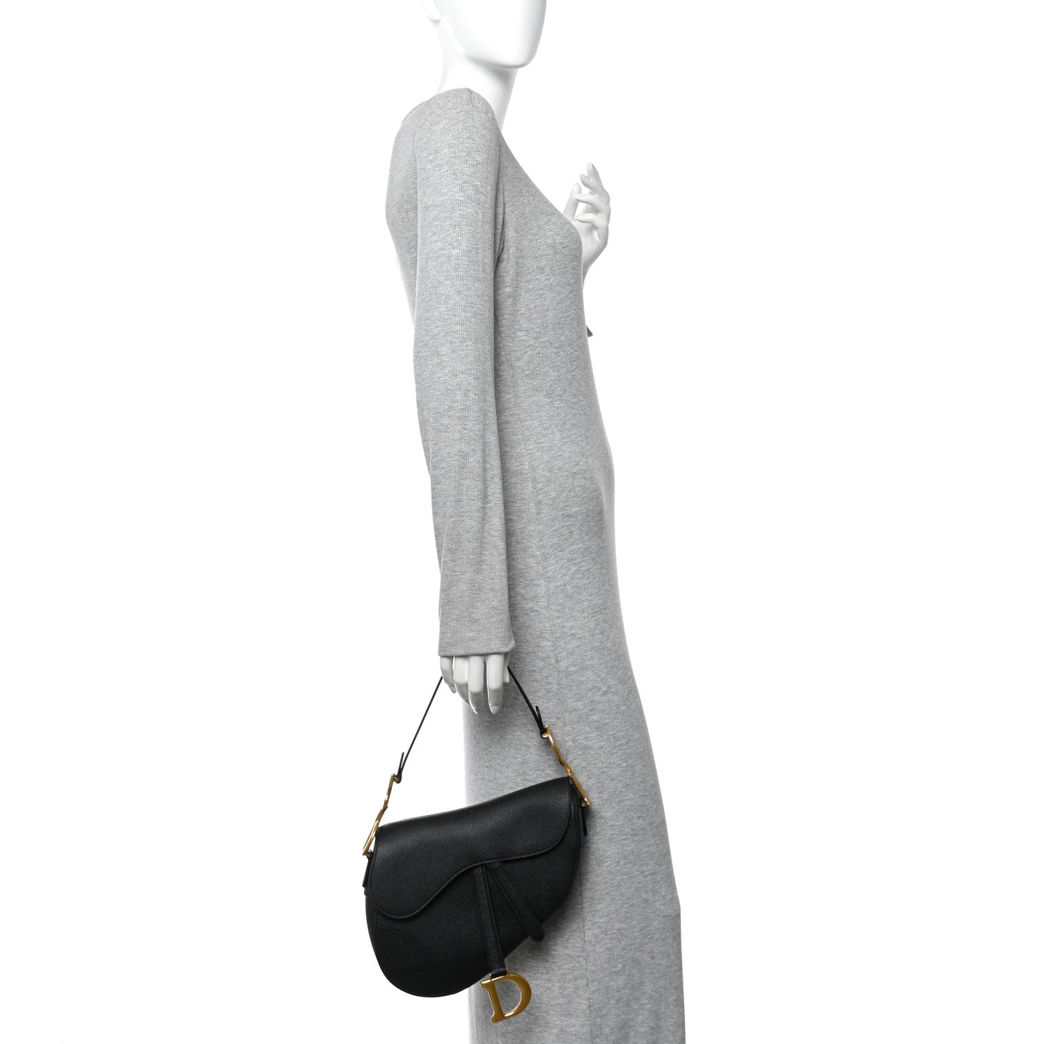 Christian Dior Grained Calfskin Saddle Bag Black 2 of 10