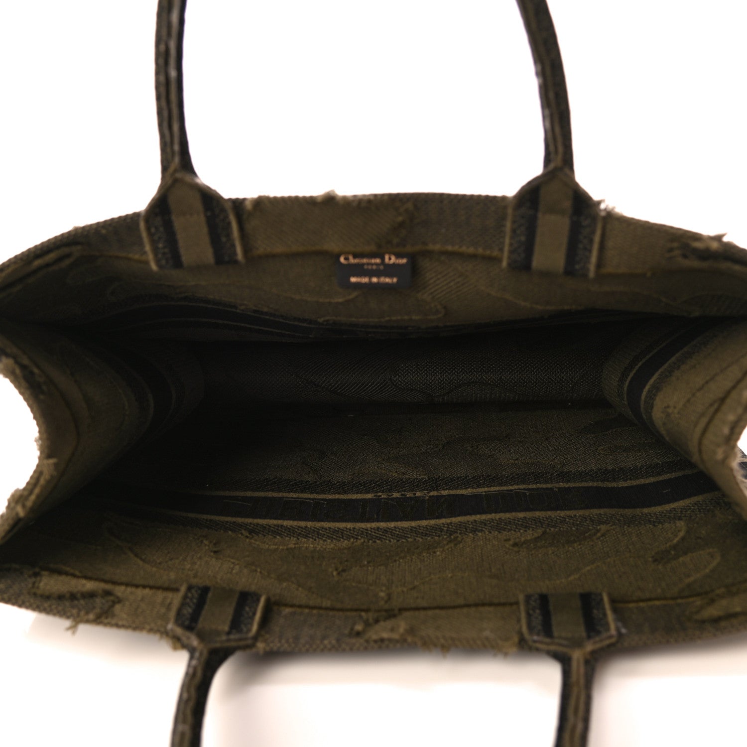 Christian Dior Canvas Embroidered Camouflage Book Tote Green 5 of 11