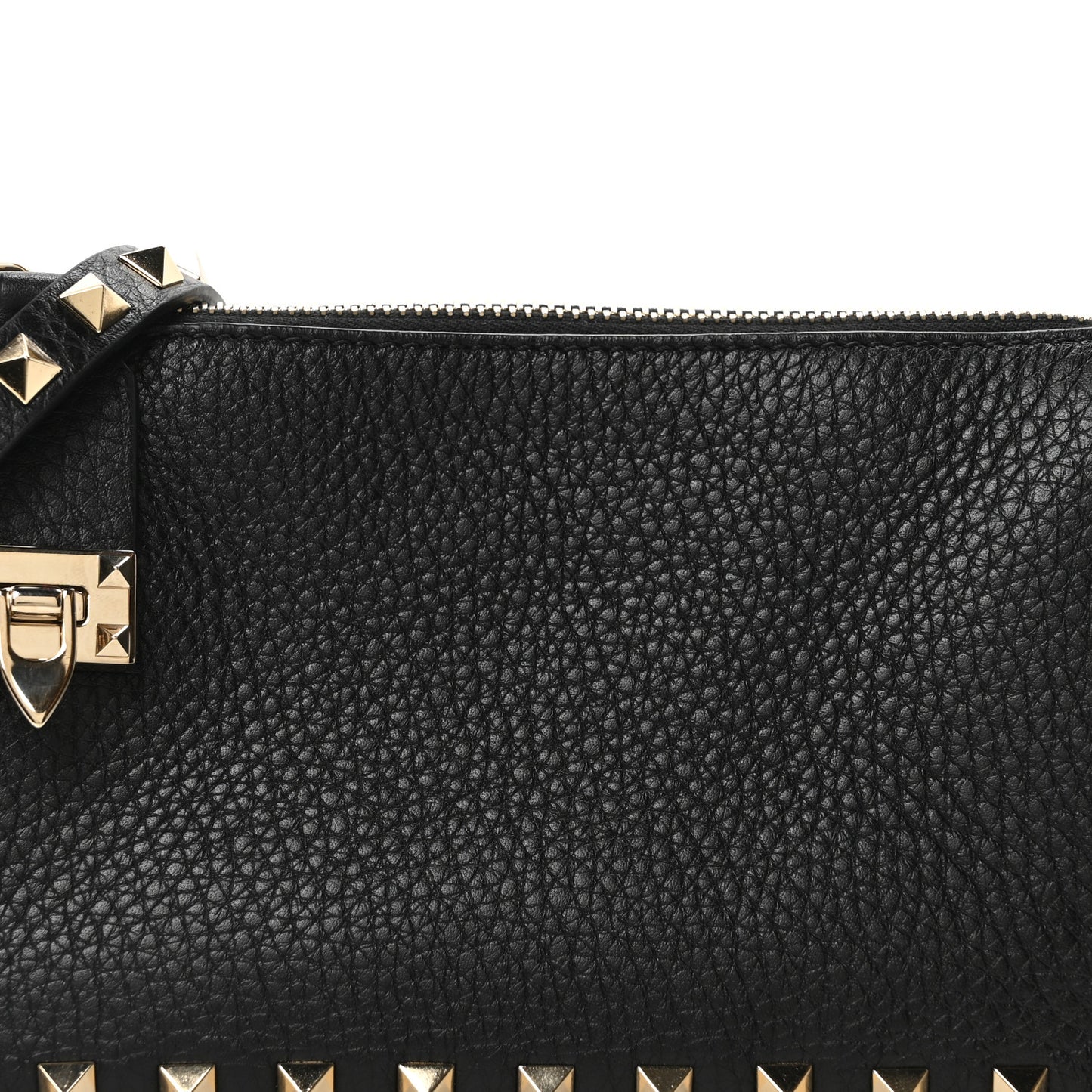 Pebbled Calfskin Small Rockstud Flip Lock Shoulder Bag Black