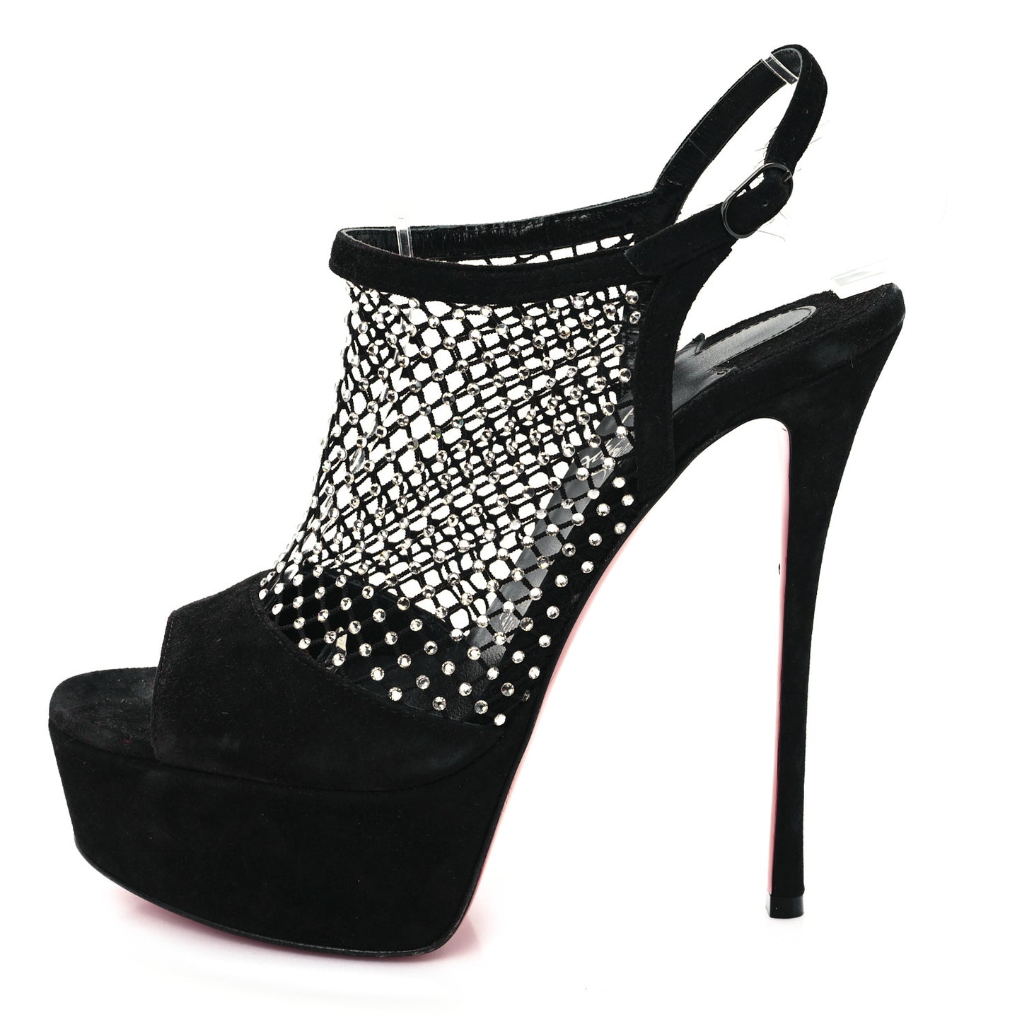 Suede Crystal Pumps 37.5 Black