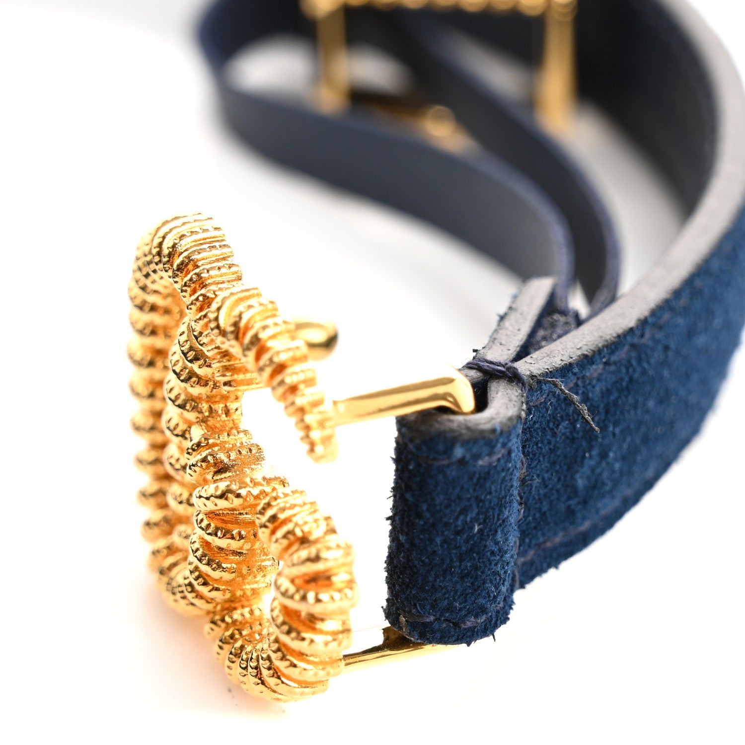 Gucci Suede Calfskin Torchon Double G 15mm Belt 90 36 Blue Agata 6 of 8