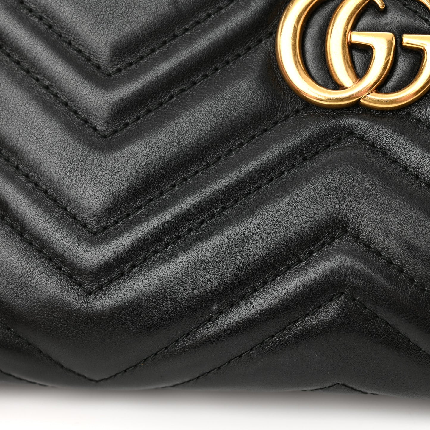 Calfskin Matelasse Mini GG Marmont Chain Bag Black
