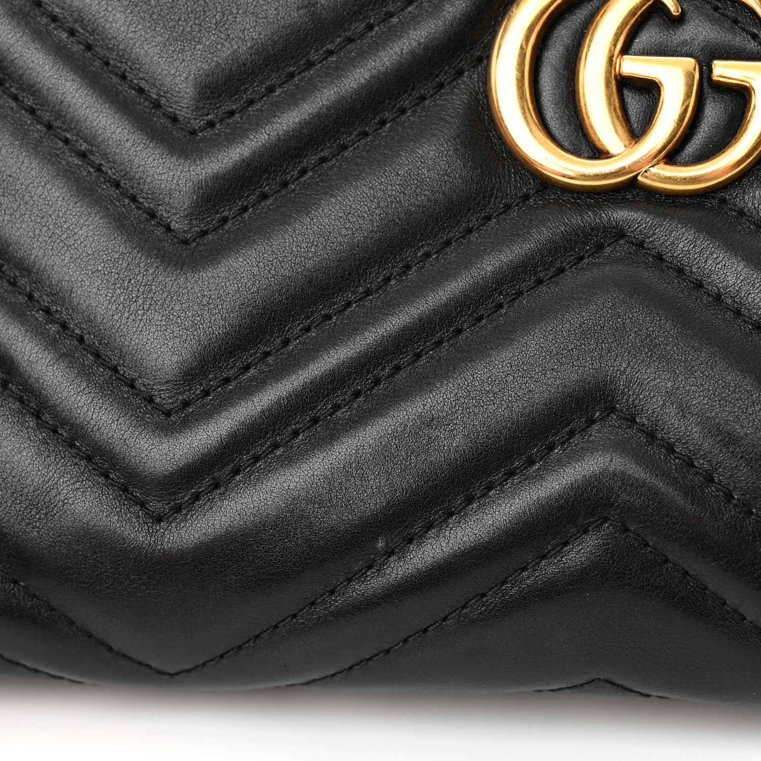 Gucci Calfskin Matelasse Mini GG Marmont Chain Bag Black 16 of 19