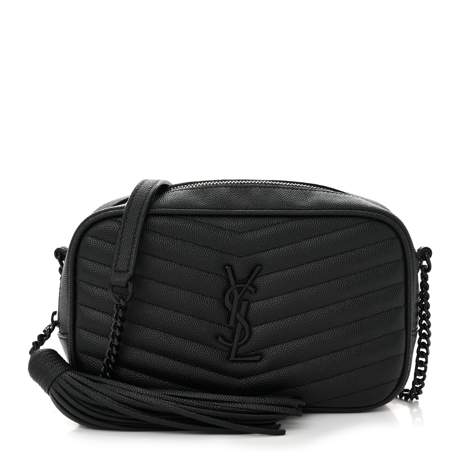 Saint Laurent Grain De Poudre Matelasse Monochrome Monogram Mini Lou Camera Bag Black 1 of 10