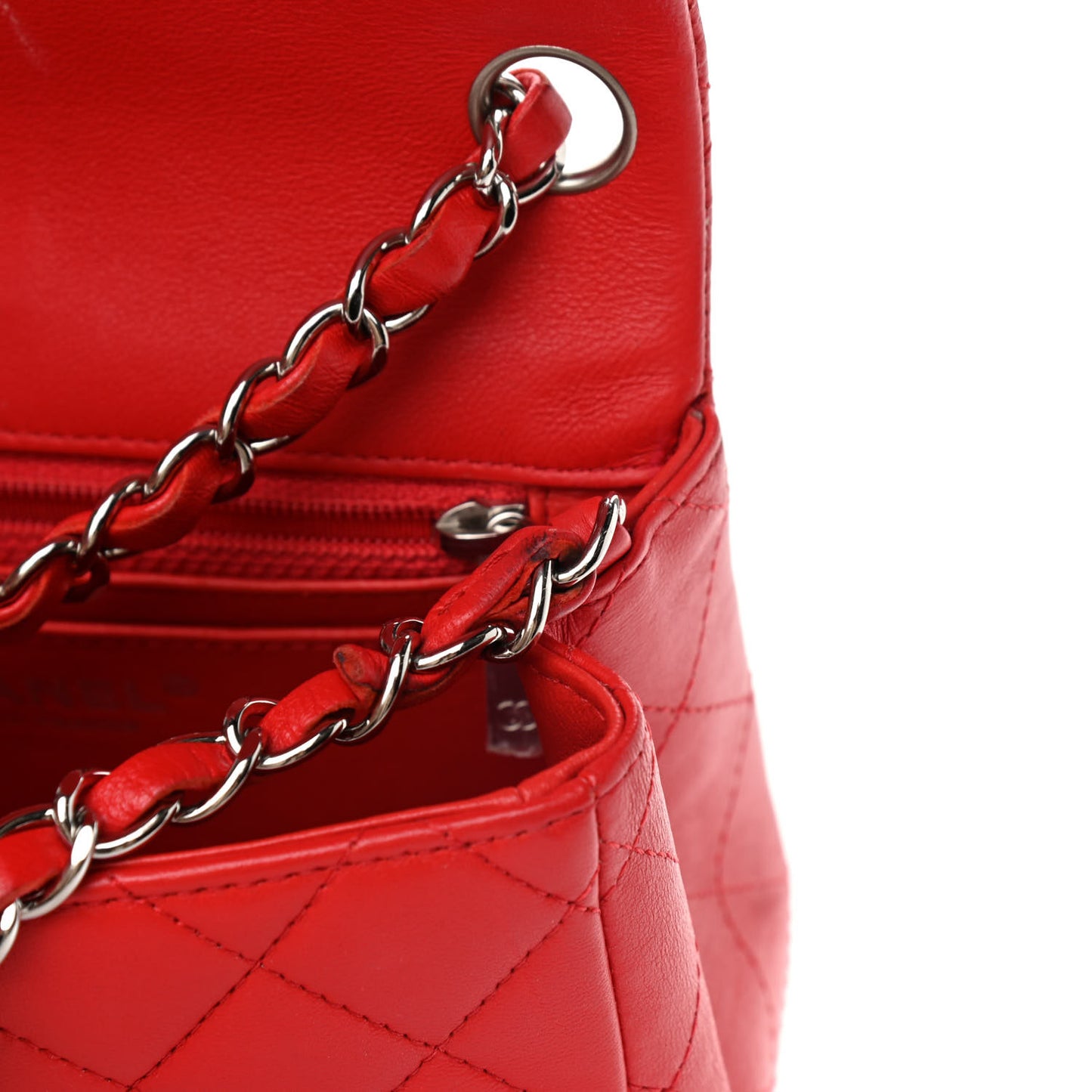 Lambskin Quilted Mini Square Flap Red