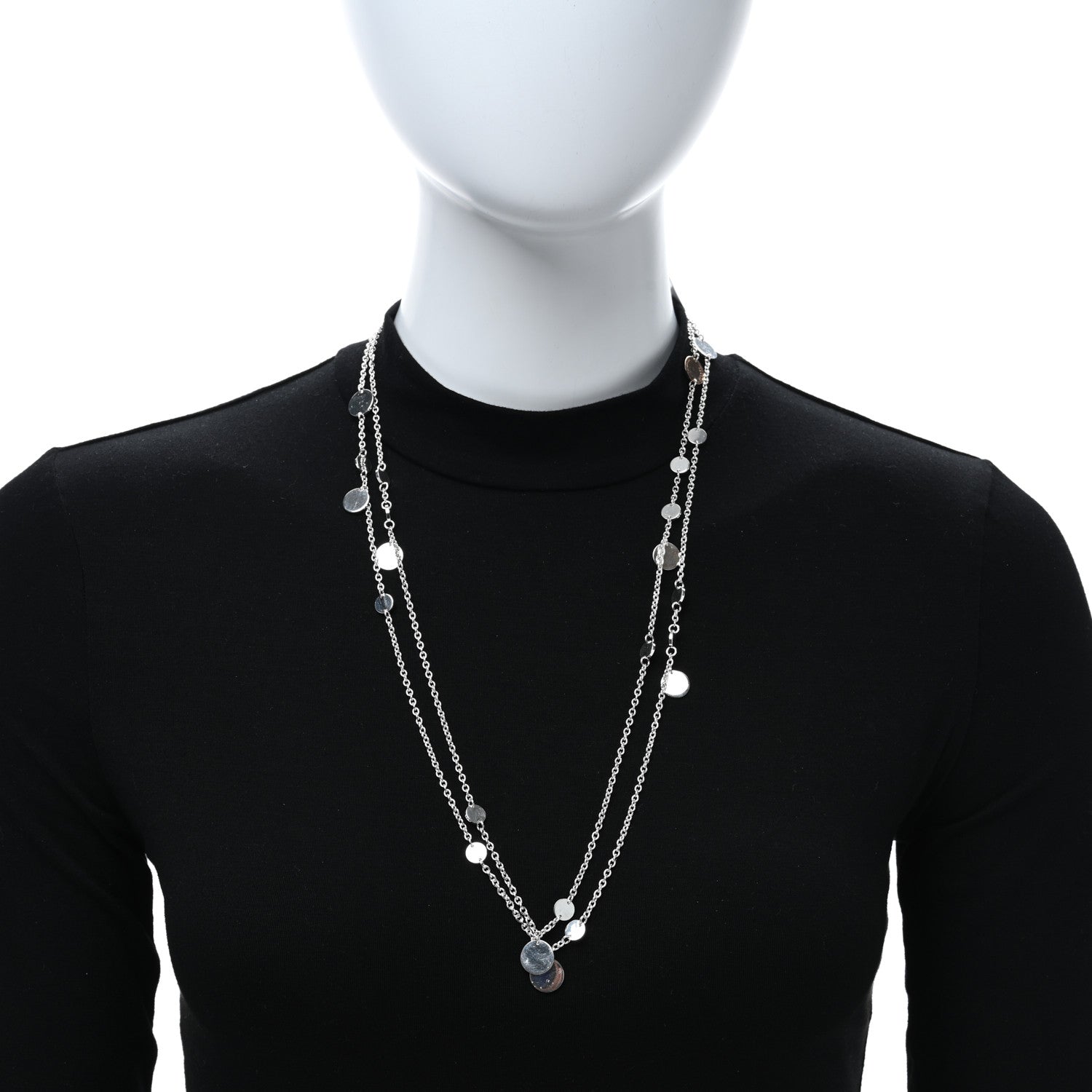 Hermes Sterling Silver 18K Rose Gold Confettis Long Necklace 3 of 6
