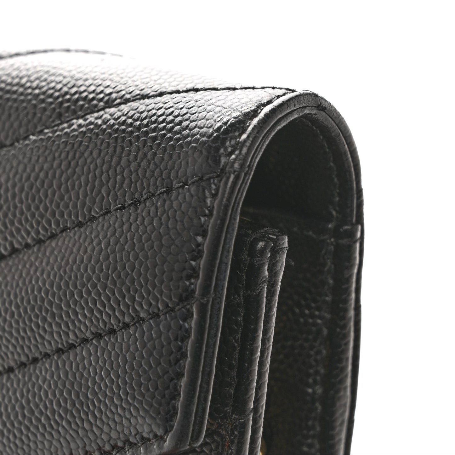 Grain De Poudre Matelasse Chevron Monogram Envelope Chain Wallet Black