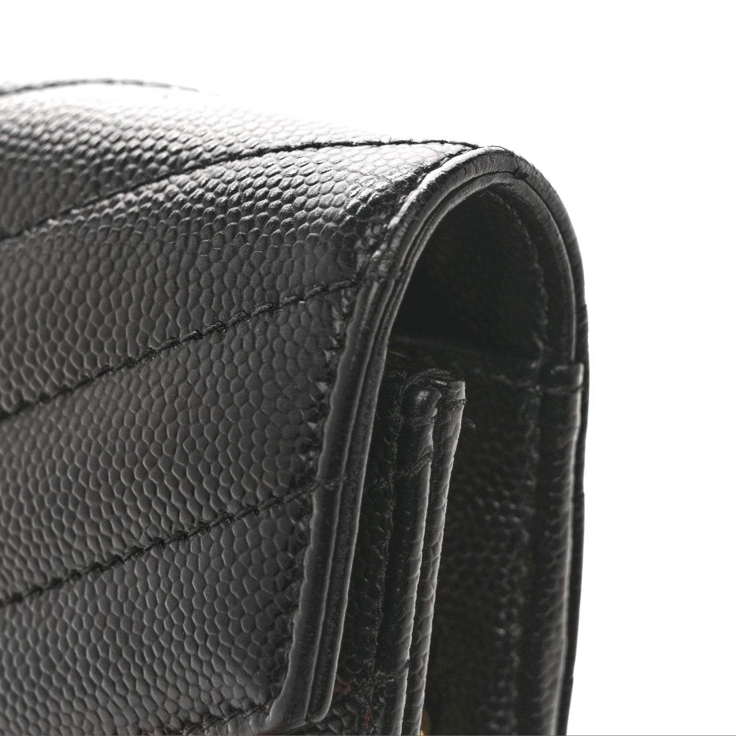 Saint Laurent Grain De Poudre Matelasse Chevron Monogram Envelope Chain Wallet Black 12 of 15