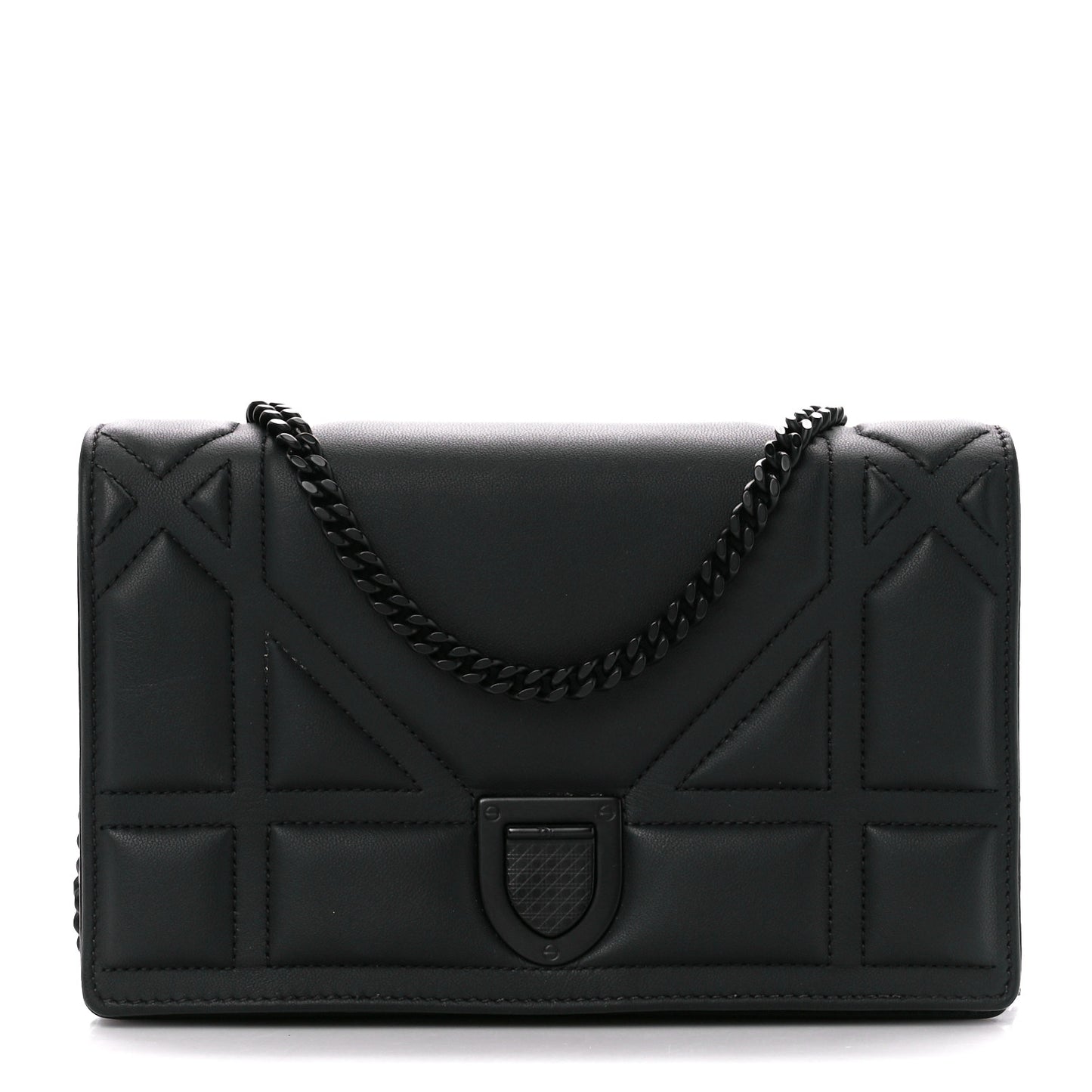 Ultra Matte Calfskin Diorama Wallet on Chain Pouch Black