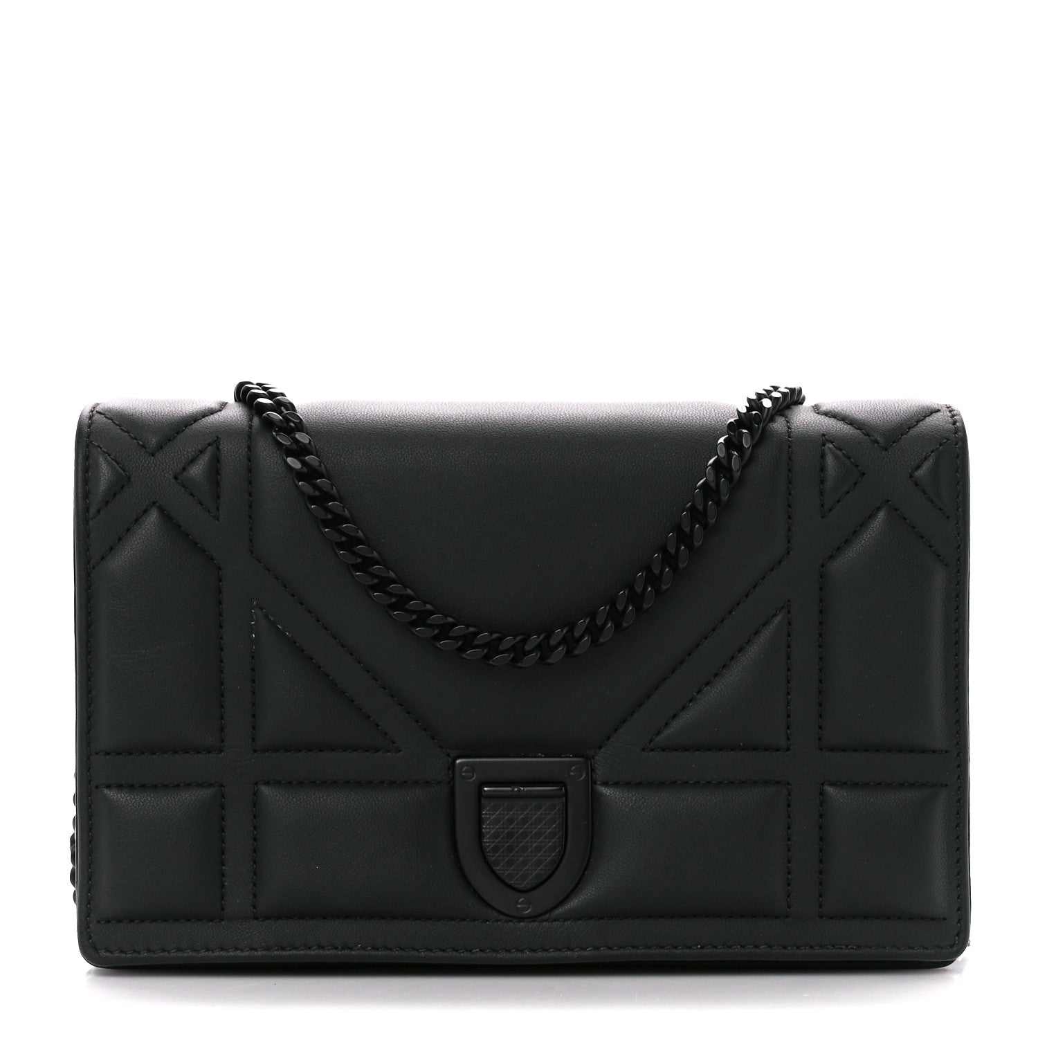 Christian Dior Ultra Matte Calfskin Diorama Wallet on Chain Pouch Black 1 of 12