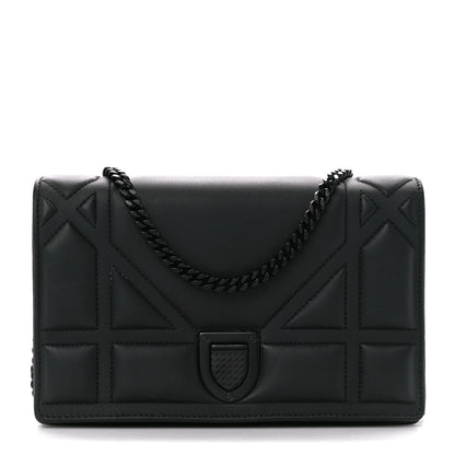 Christian Dior Ultra Matte Calfskin Diorama Wallet on Chain Pouch Black 1 of 12