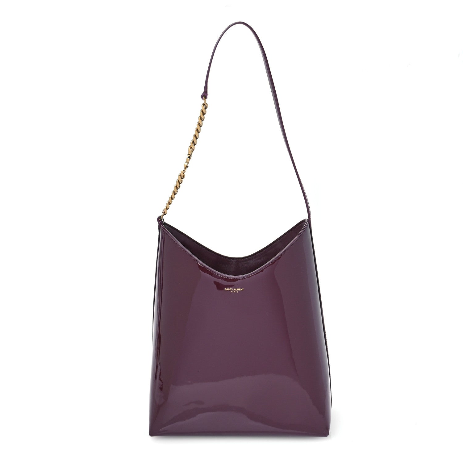Saint Laurent Patent Calfskin Rendez-Vous Hobo Dark Red Wine 1 of 11