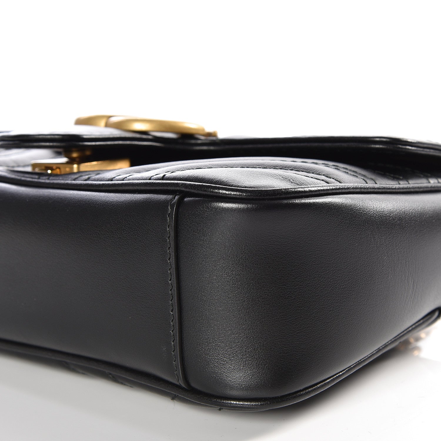 Gucci Calfskin Matelasse Mini GG Marmont Shoulder Bag Black 6 of 8