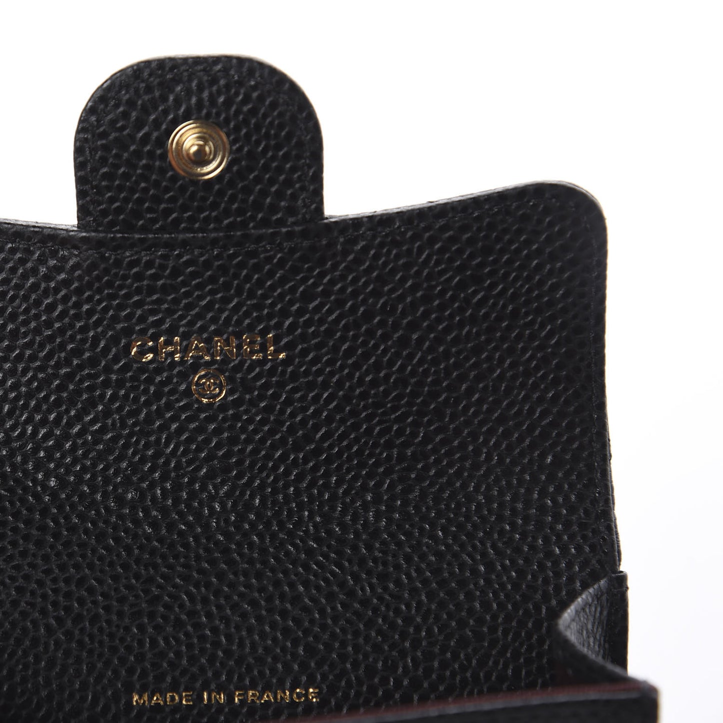 Caviar Quilted Flap Card Holder Wallet Black