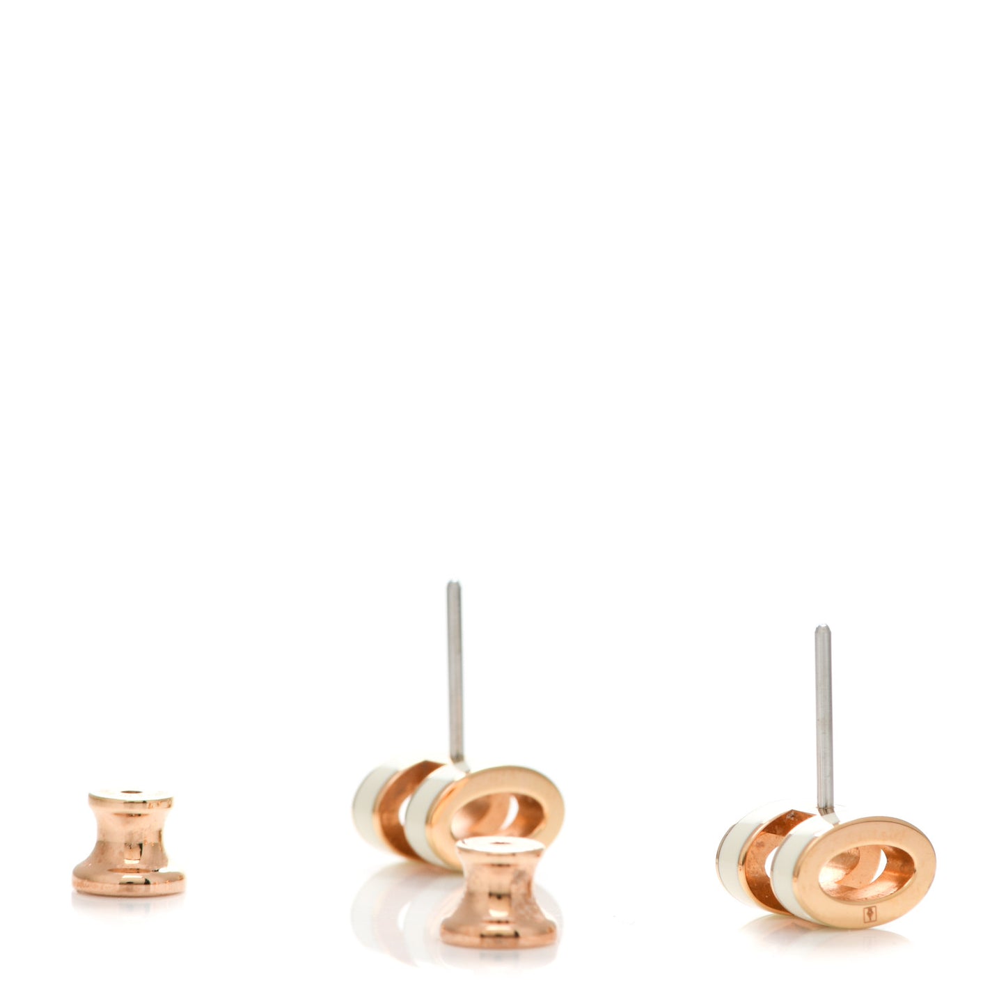 Rose Gold Lacquered Mini Pop H Earrings White