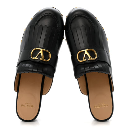 Valentino Garavani Calfskin Vlogo Signature Fringe 45mm Clogs 40 Black 2 of 11