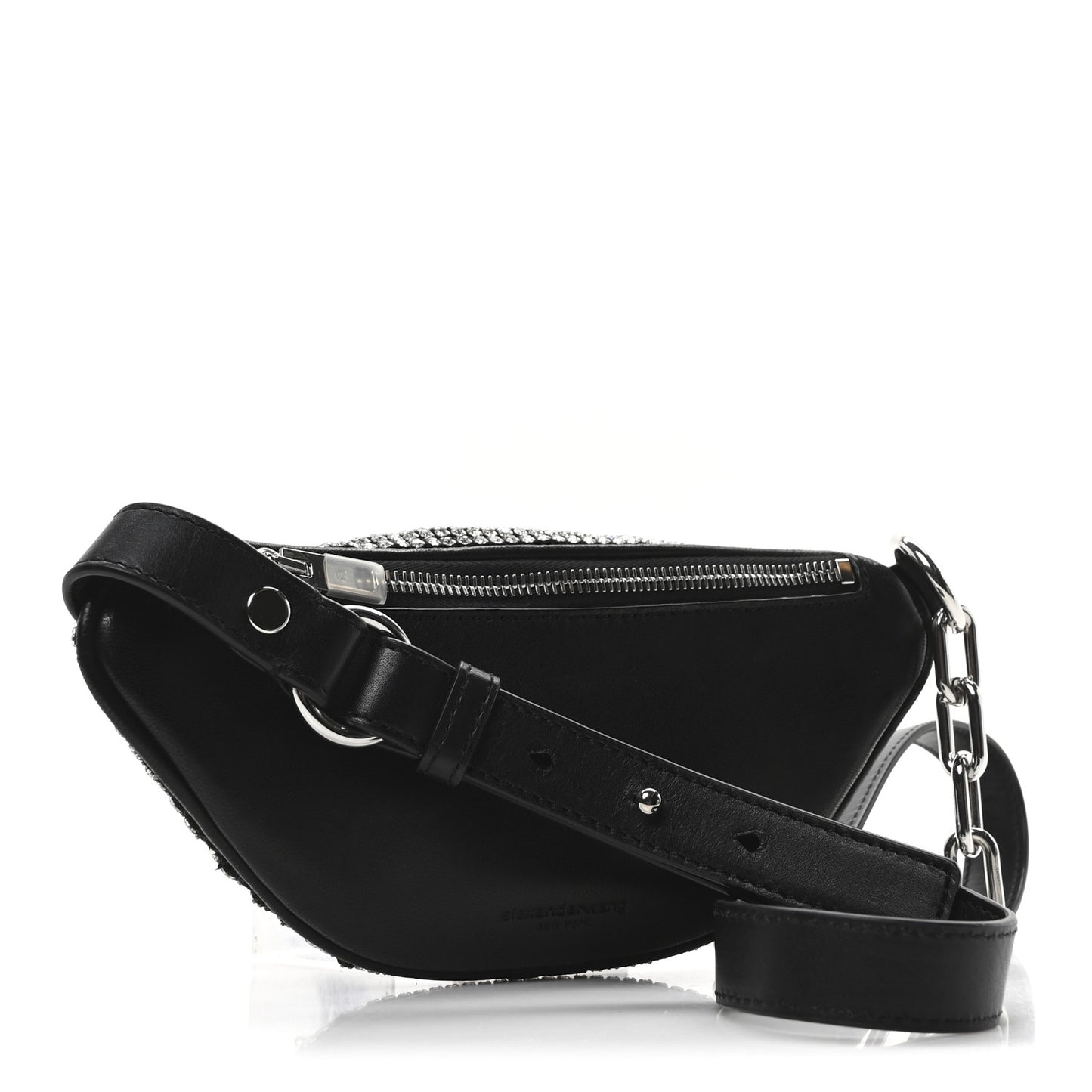 Rhinestone Mesh Mini Attica Belt Bag Black