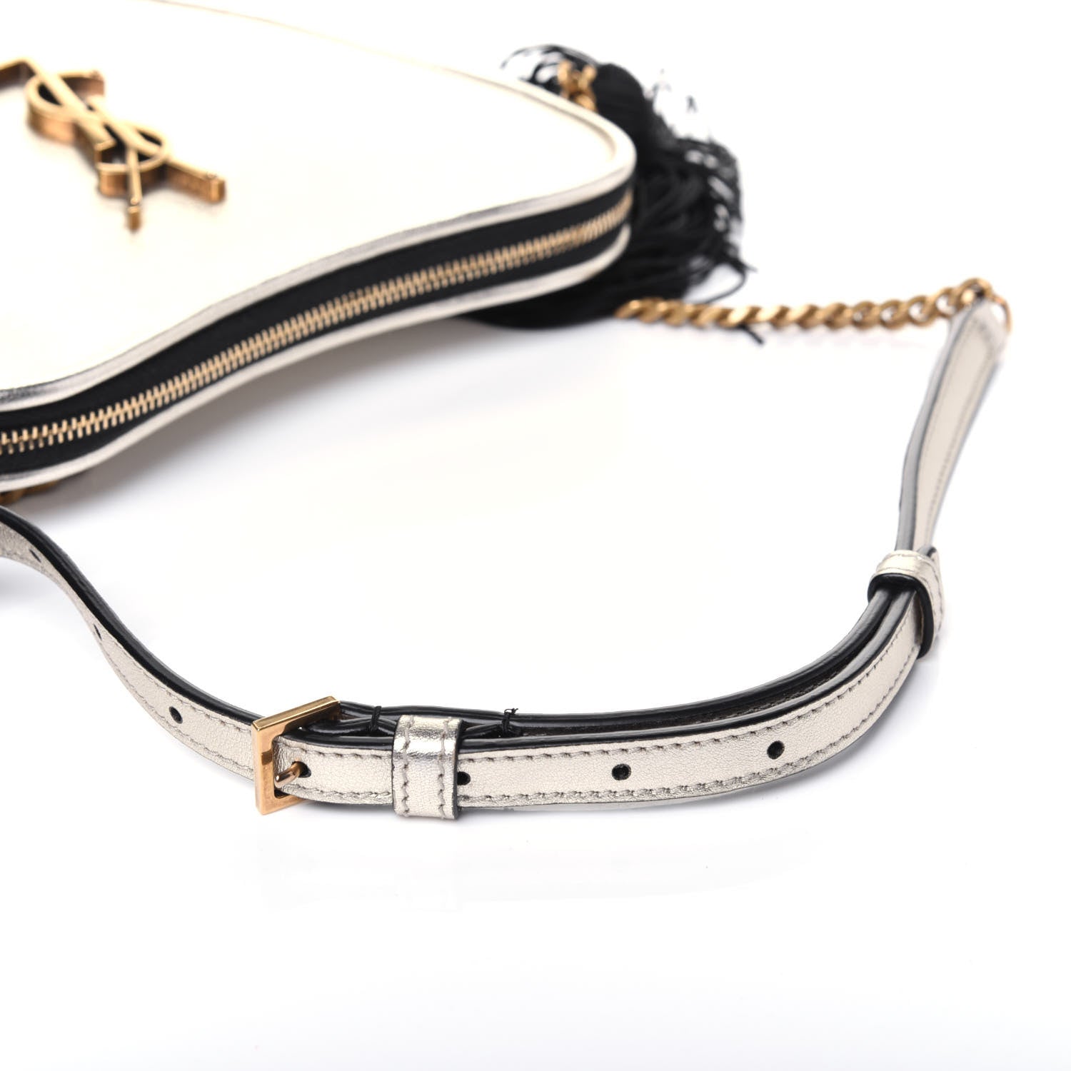 Saint Laurent Metallic Calfskin Heart Monogram Crossbody Pale Gold 15 of 15
