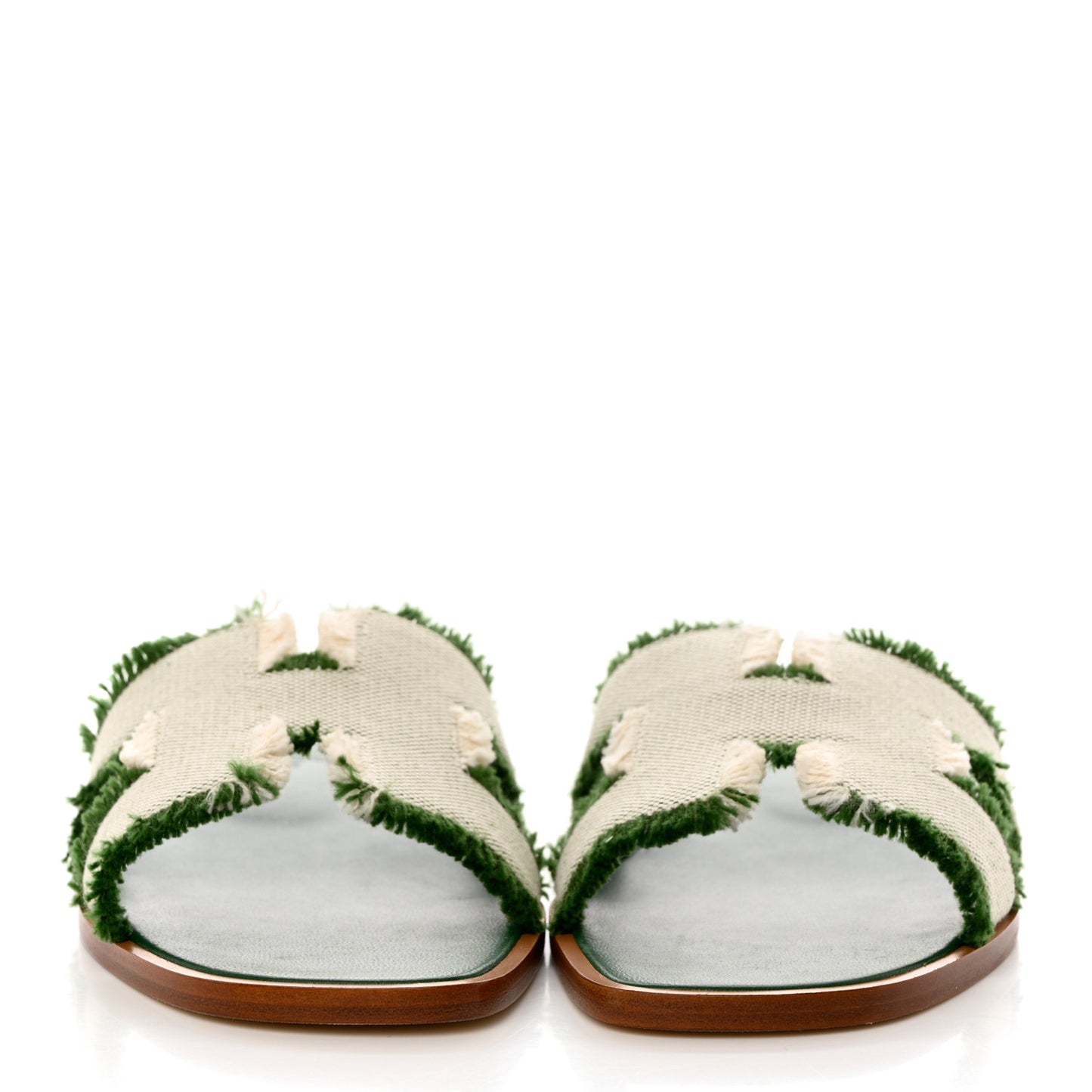 Toile H Oran Fringe Sandals 36 Vert