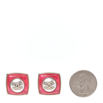 Chanel Metal Glass Pearl Strass CC Earrings Pink Gold 2 of 4