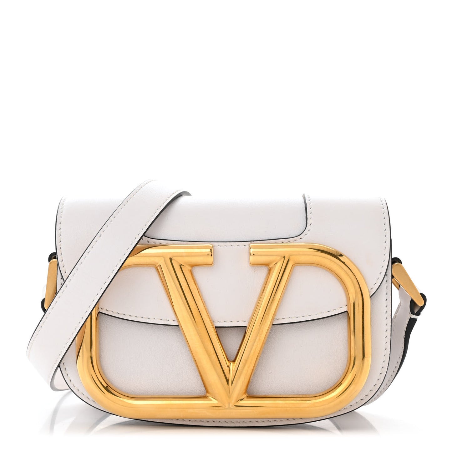 Calfskin Small Supervee Crossbody Bag Optic White