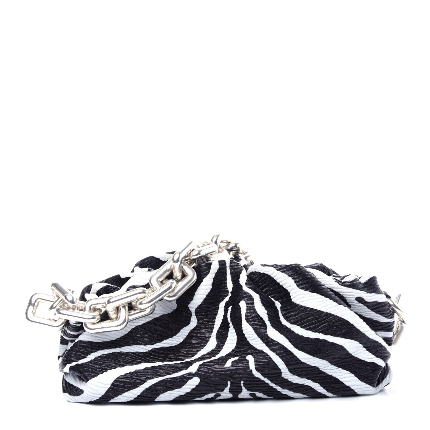 Bottega Veneta Nappa Zebra Print The Pouch Oversized Clutch White Black 1 of 10