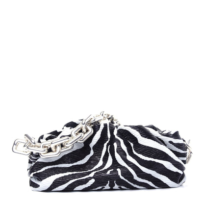 Bottega Veneta Nappa Zebra Print The Pouch Oversized Clutch White Black 1 of 10
