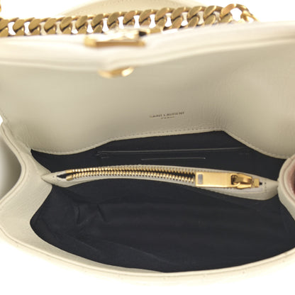 Saint Laurent Sheepskin Matelasse Chevron Monogram Medium College Bag Vintage Blanc 5 of 13