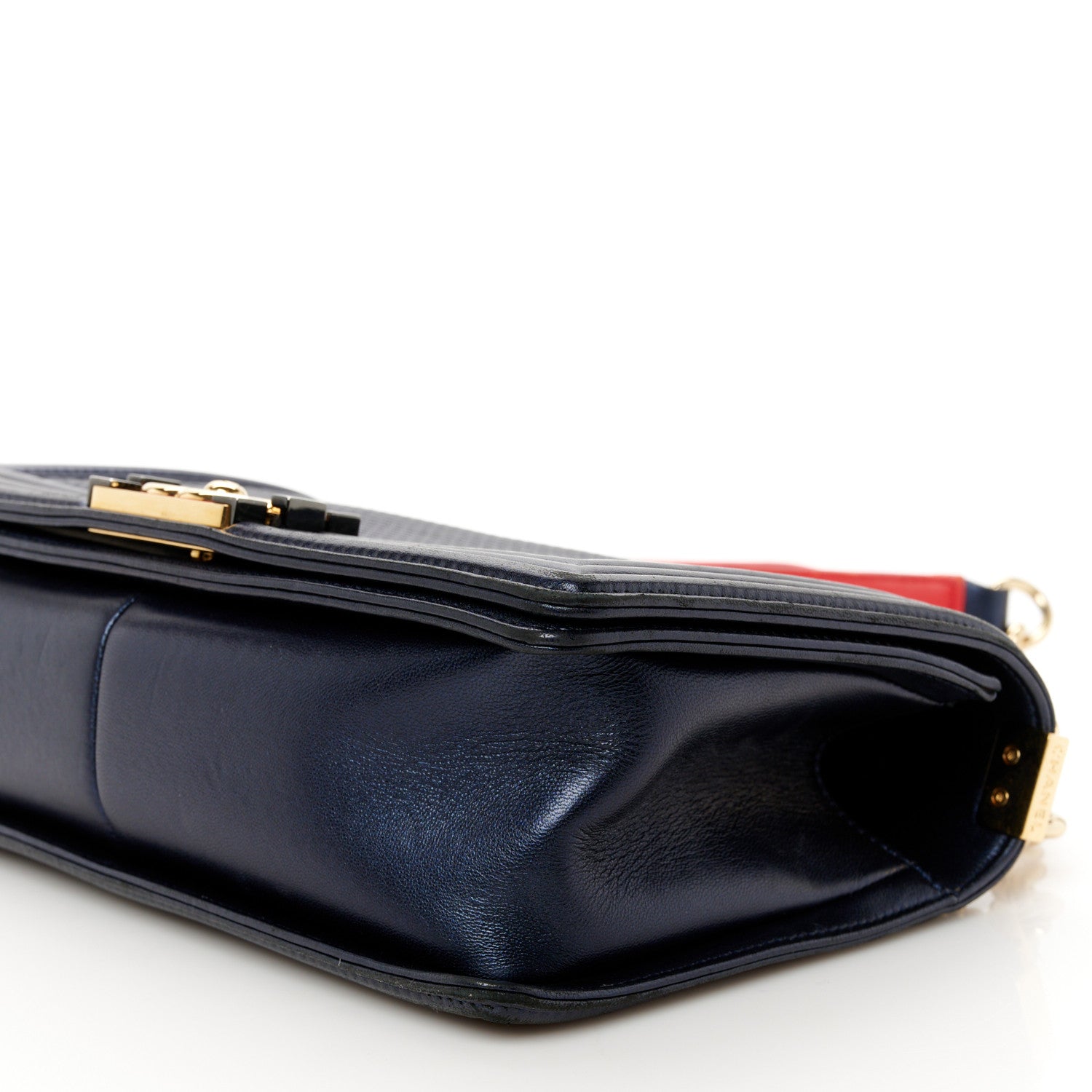 Chanel Lambskin Embossed Medium Boy Cube Flap Navy 10 of 10