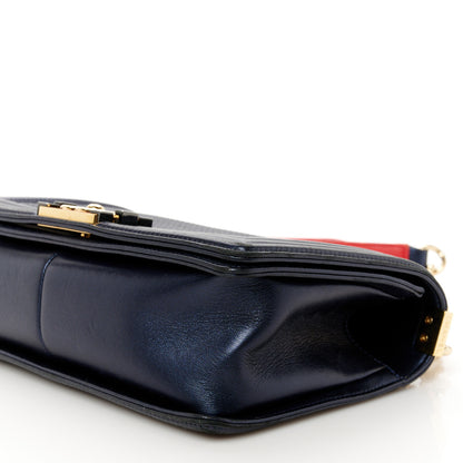 Chanel Lambskin Embossed Medium Boy Cube Flap Navy 10 of 10