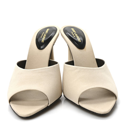 Saint Laurent Crepe De Chine Suite Mule Sandals 37 Pale Sand 3 of 10