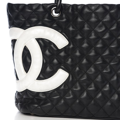 Chanel Calfskin Quilted Large Cambon Tote Black White 11 of 11