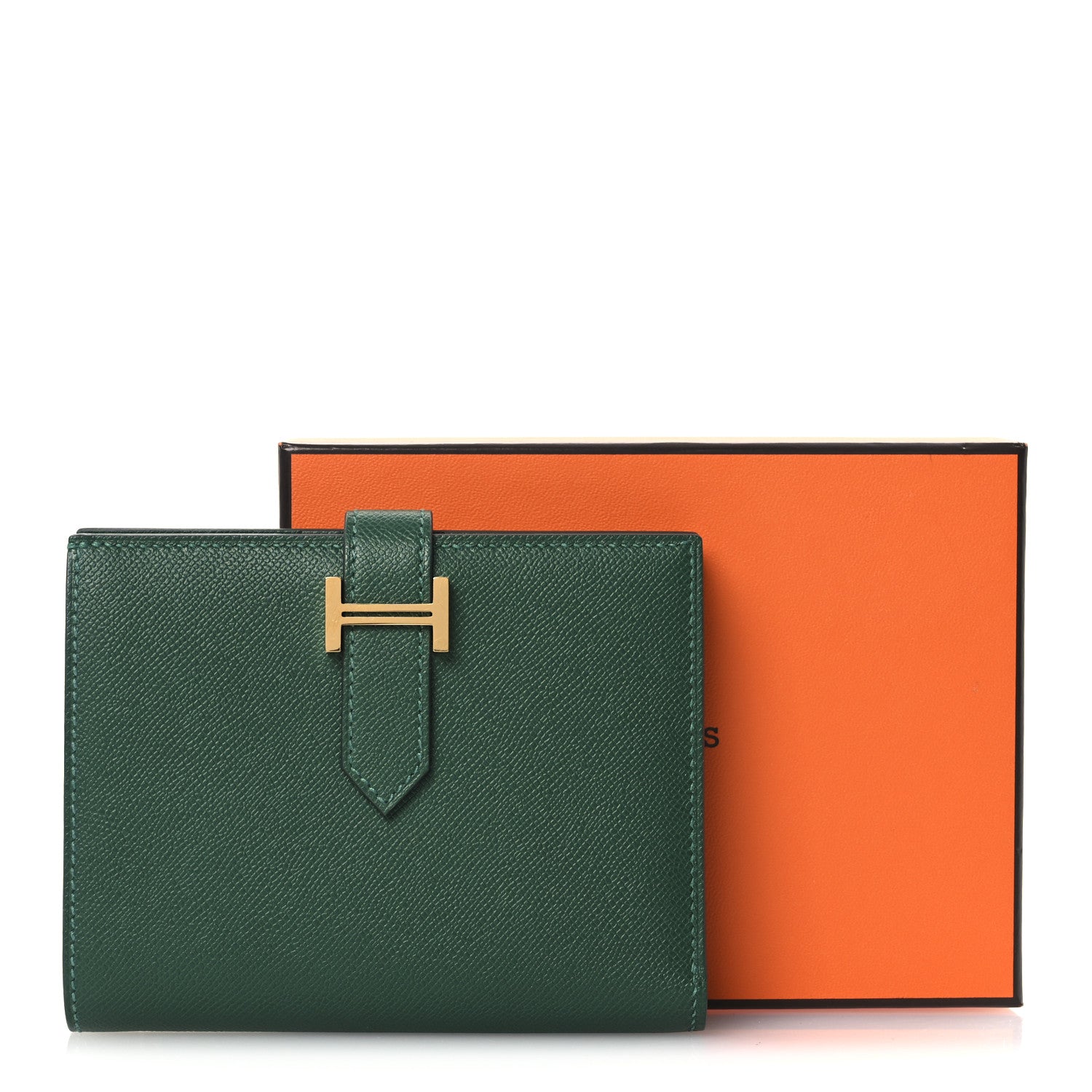 Hermes Madame Calfskin Bearn Compact Wallet Vert Moyen 9 of 9