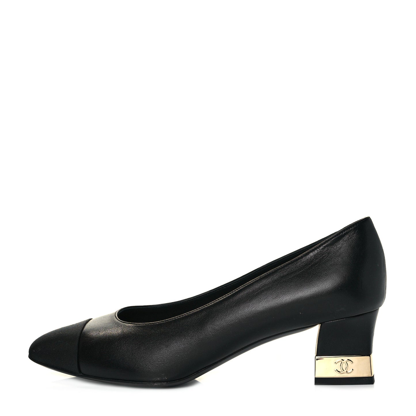 Lambskin Grosgrain Cap Toe CC Pumps 39.5 Black