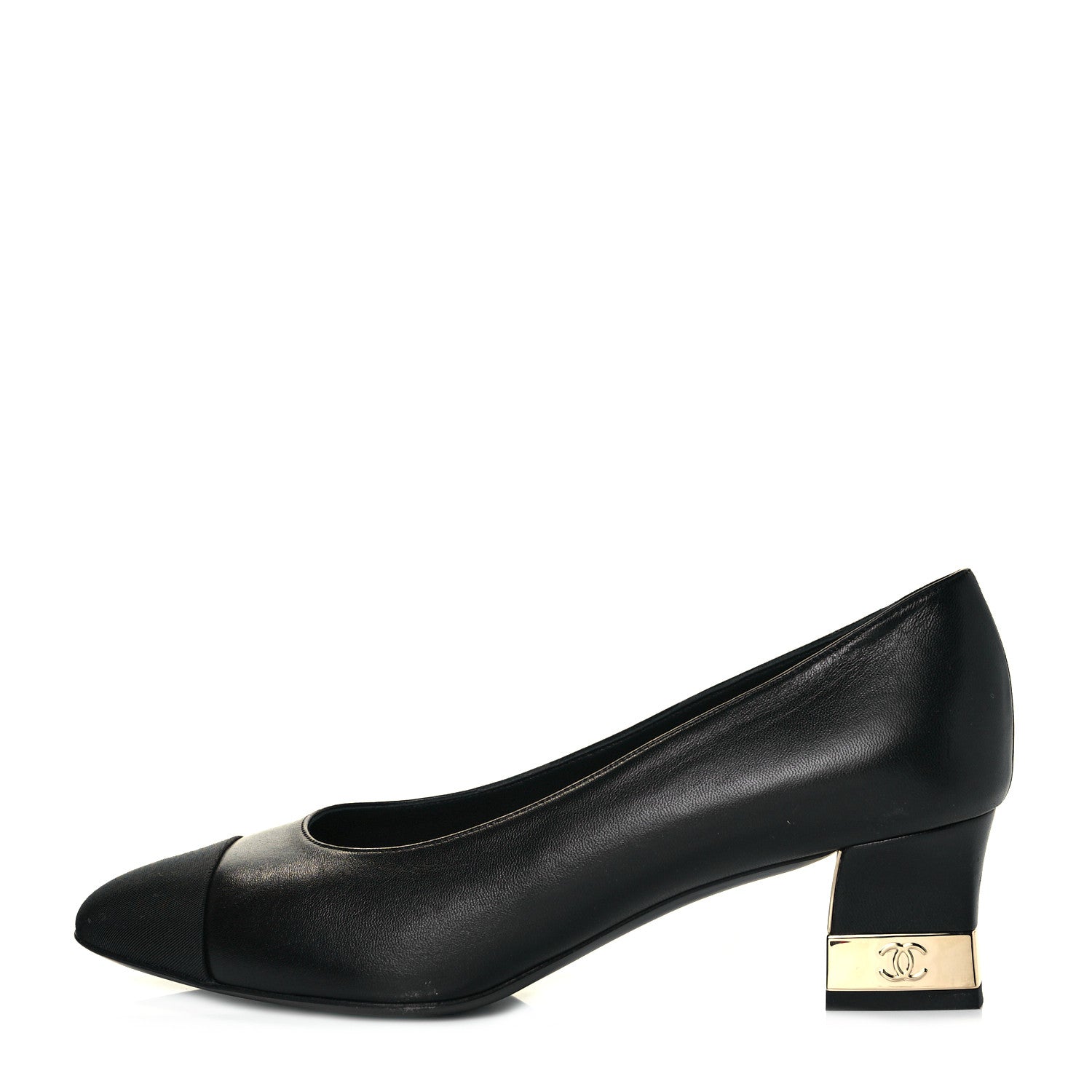 Chanel Lambskin Grosgrain Cap Toe CC Pumps 39.5 Black 1 of 9