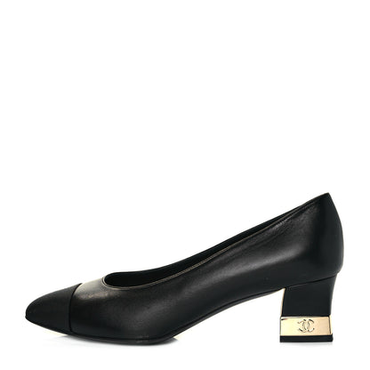 Chanel Lambskin Grosgrain Cap Toe CC Pumps 39.5 Black 1 of 9