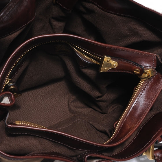 Burberry House Check Bridle Calfskin Belted Satchel Brown 6 of 10