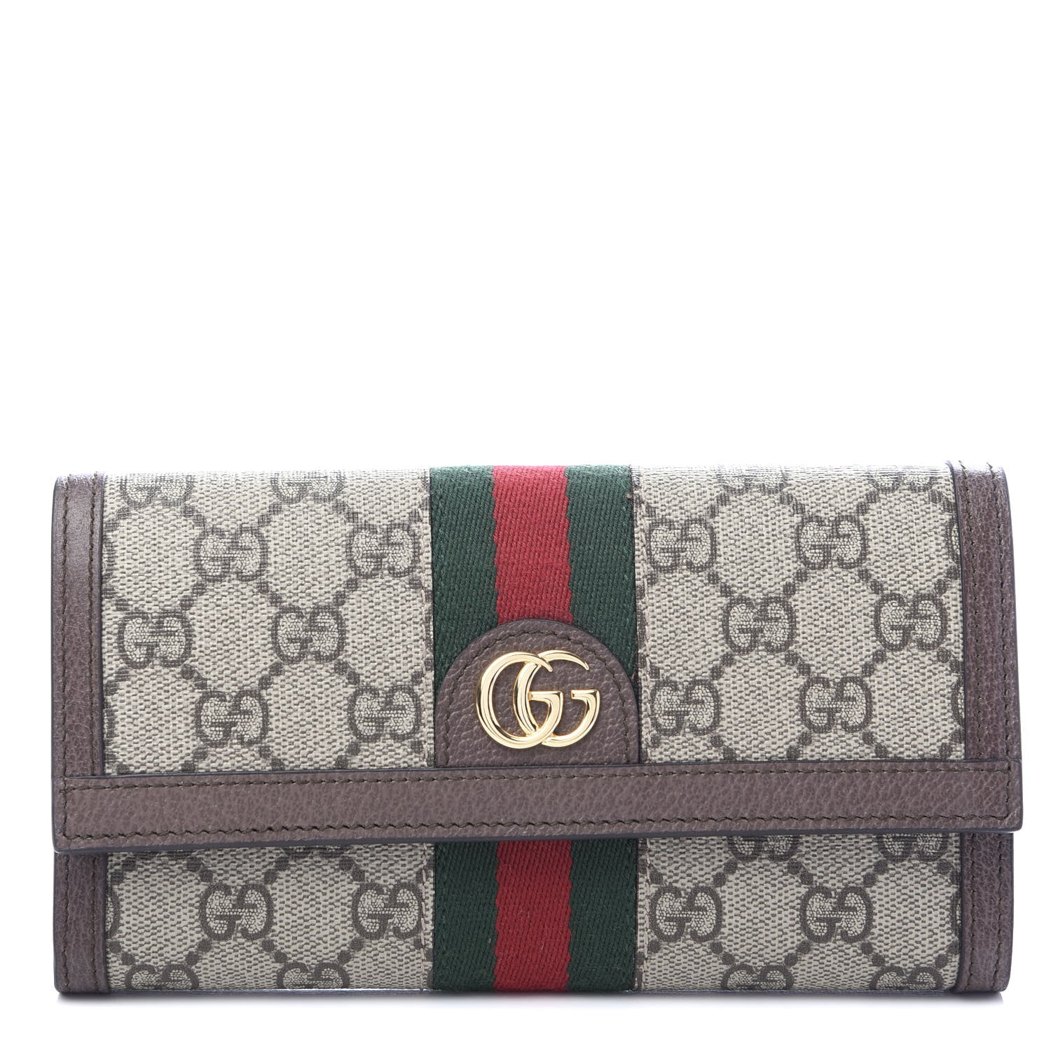 Gucci GG Supreme Monogram Web Ophidia Continental Wallet Brown 1 of 6