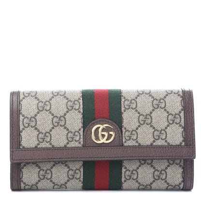 Gucci GG Supreme Monogram Web Ophidia Continental Wallet Brown 1 of 6