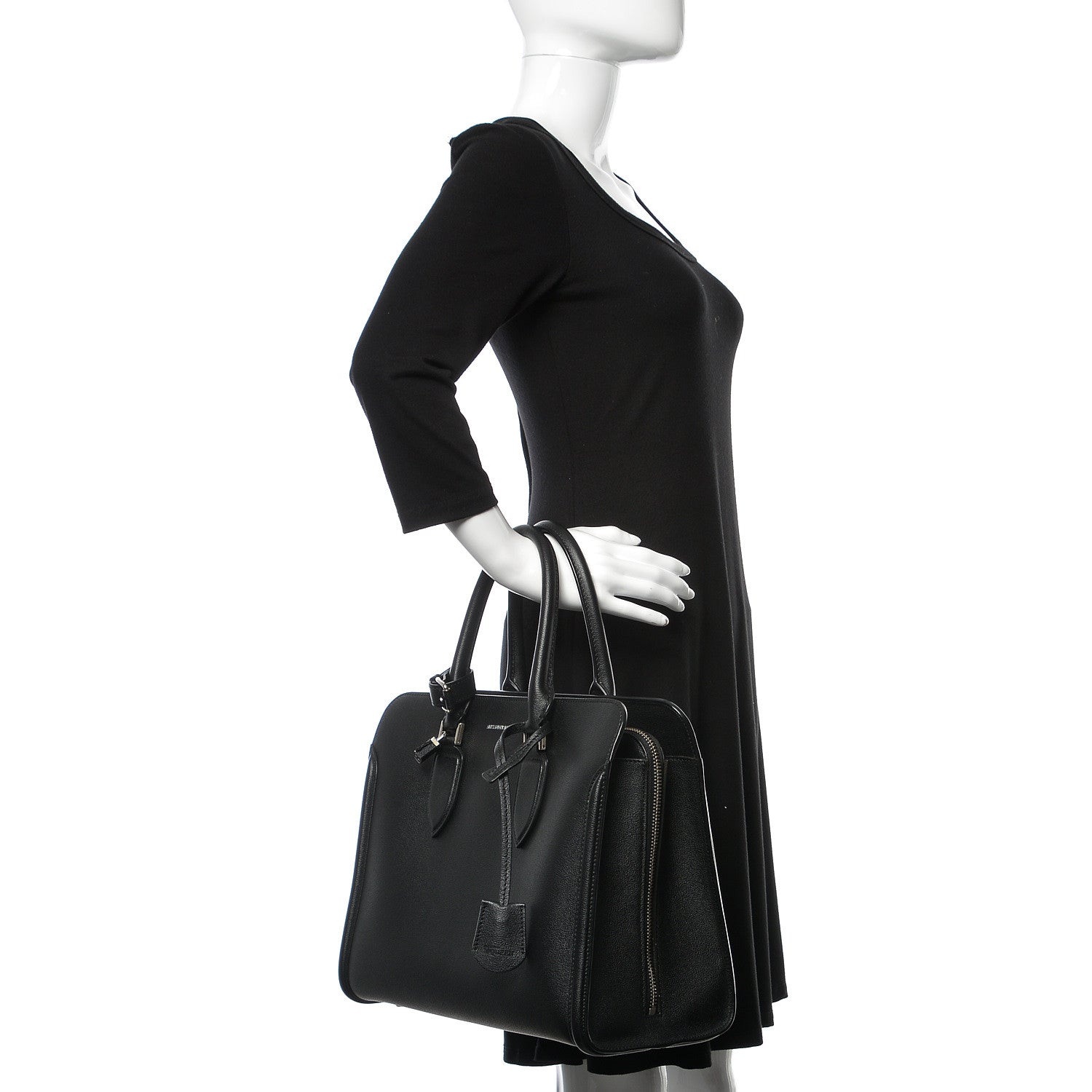 Alexander McQueen Calfskin Heroine Open Tote Black 2 of 14