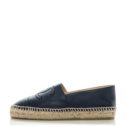 Chanel Lambskin CC Espadrilles 37 Dark Navy 1 of 7
