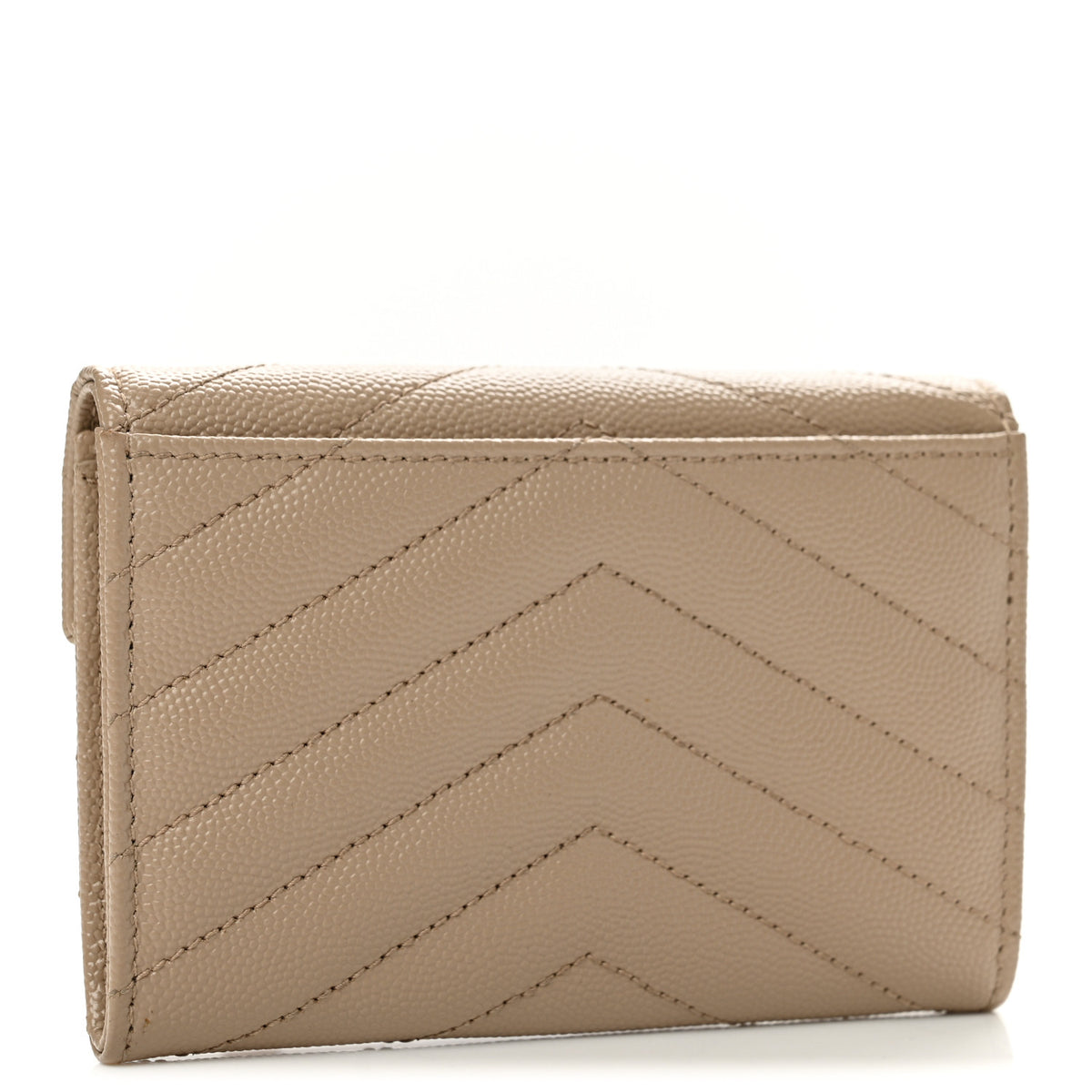 Grain De Poudre Matelasse Chevron Small Monogram Envelope Wallet Dark Beige