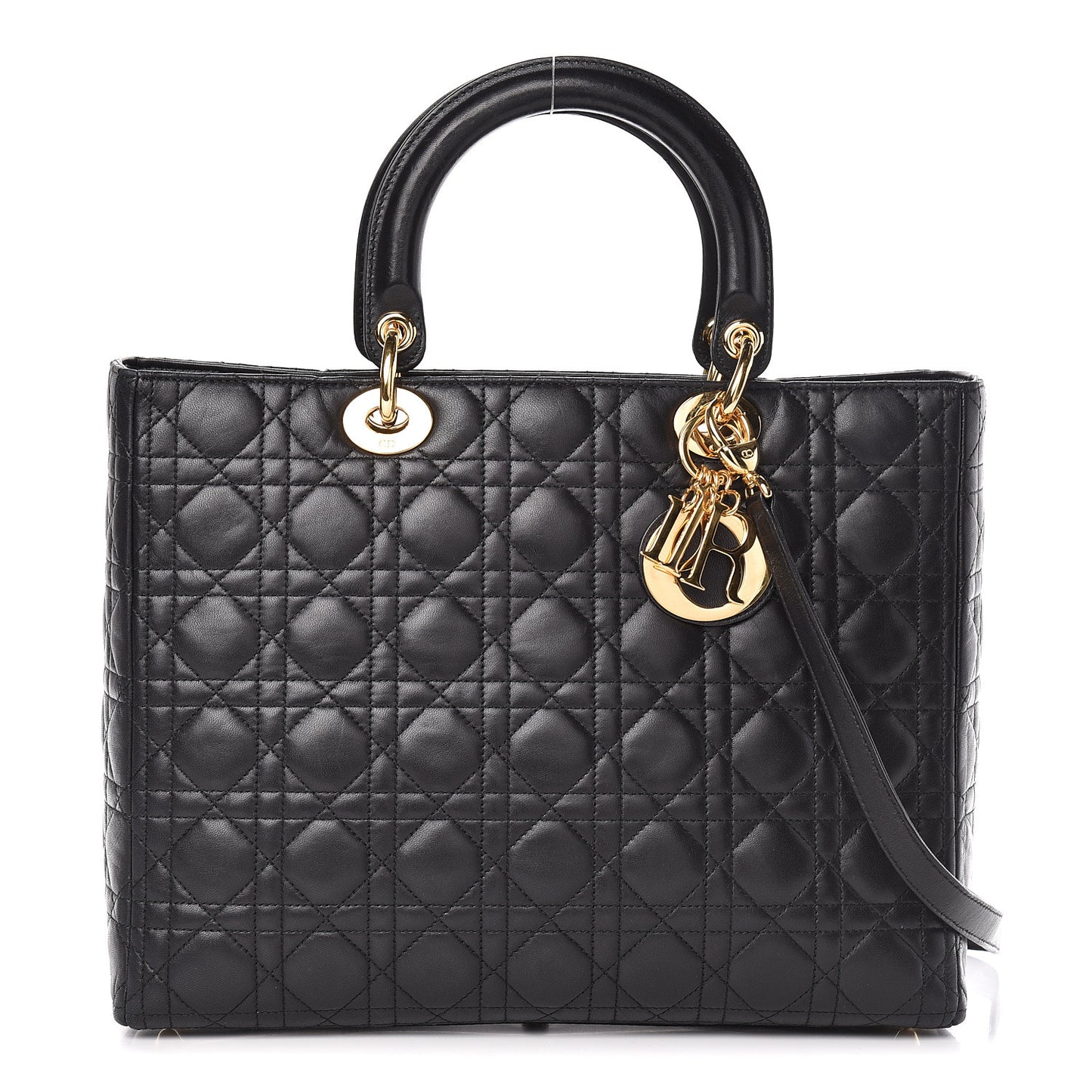 Lambskin Cannage Large Lady Dior Black