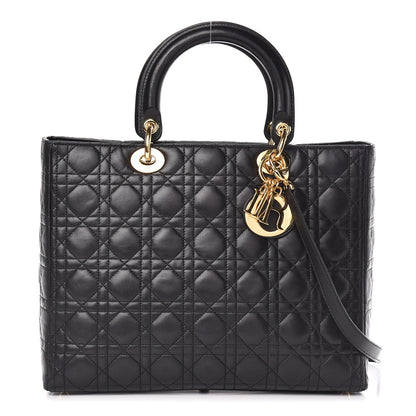 Christian Dior Lambskin Cannage Large Lady Dior Black 1 of 14