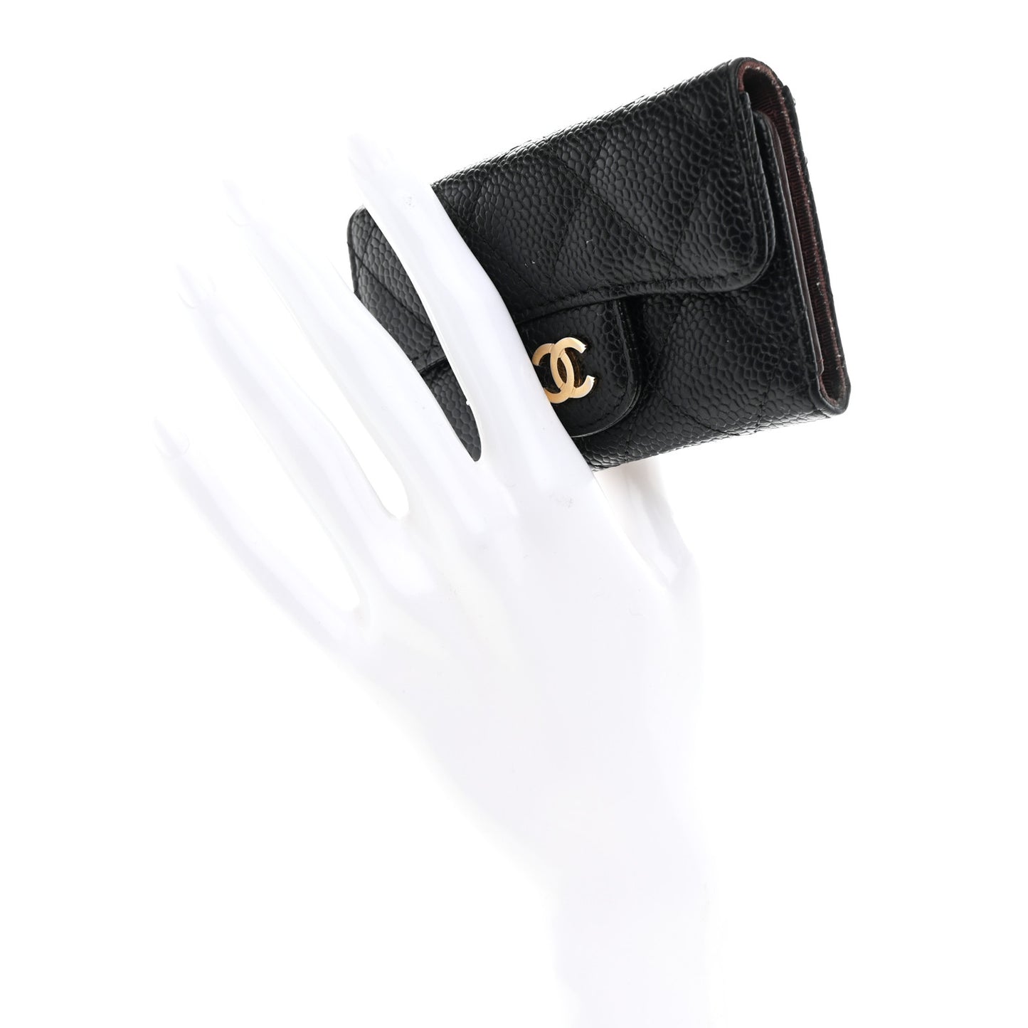 Caviar Quilted 6 Key Holder Black