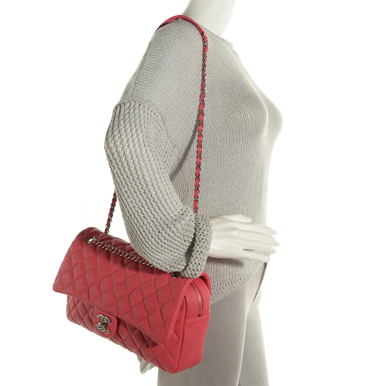 Chanel Caviar Quilted Jumbo Easy Flap Coral 2 of 9