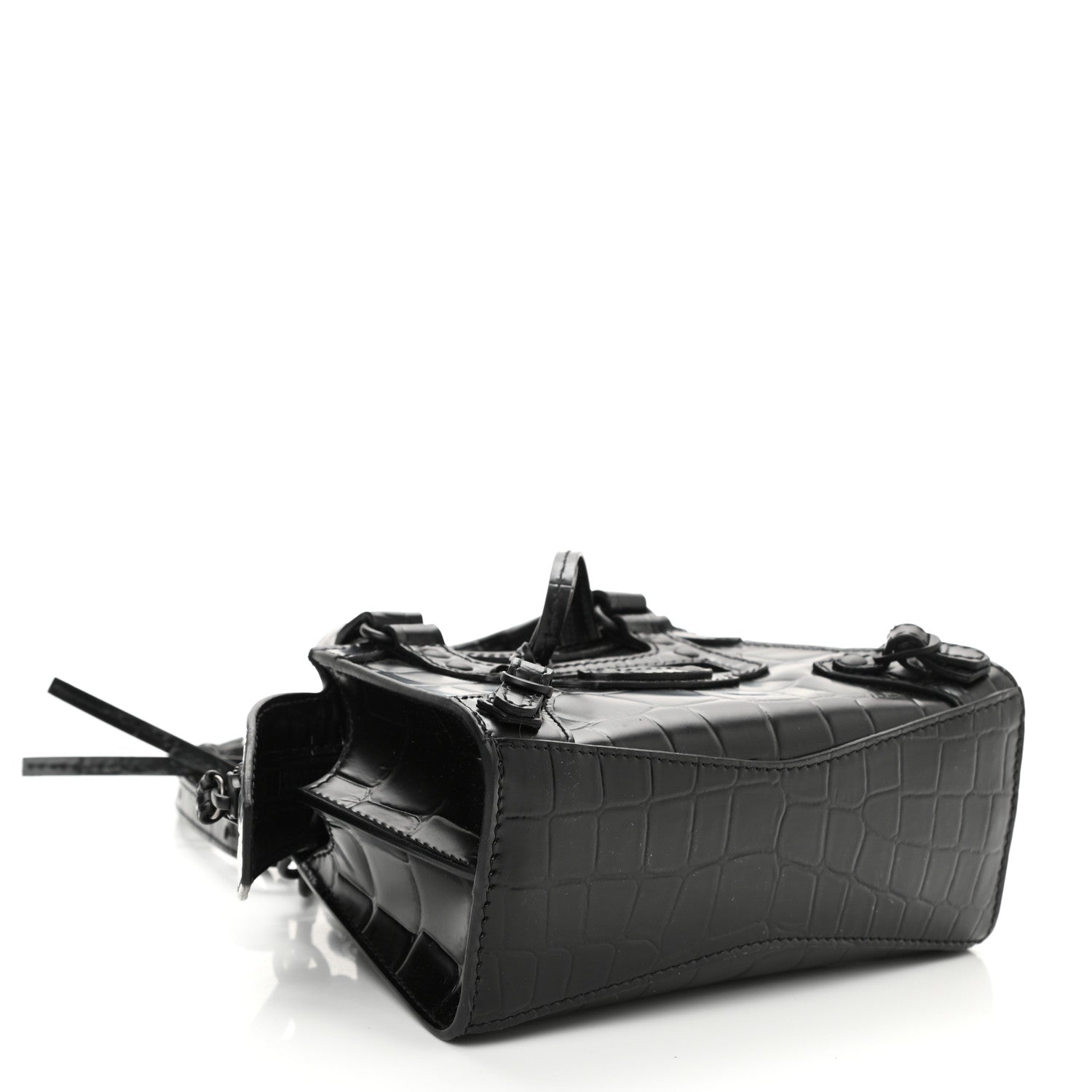 Balenciaga Semi Shiny Calfskin Crocodile Embossed Neo Classic Black Hardware Mini City Black 4 of 8